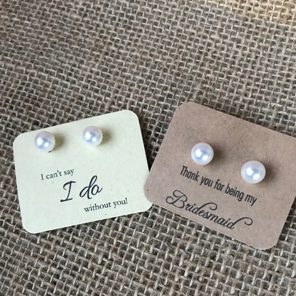 Pearl Earrings Bridesmaids Thank You Gift - Picture 3 of 3